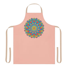 Mandala Art Apron - Peach, Yellow, Blue All Over Prints - Blululi
