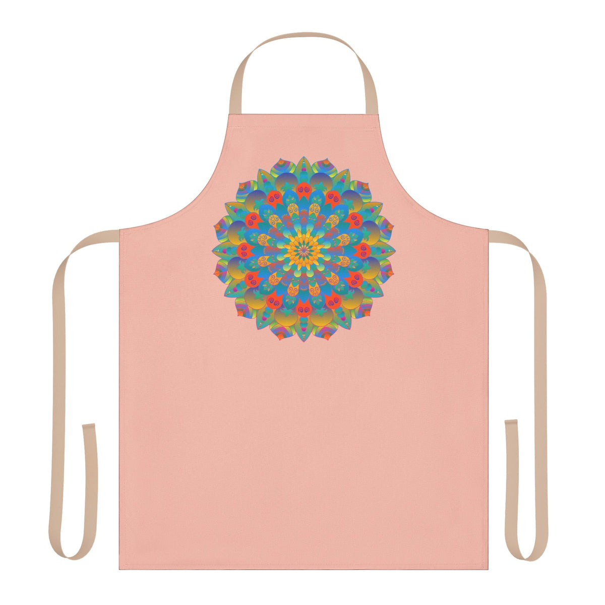 Mandala Art Apron - Peach, Yellow, Blue All Over Prints - Blululi