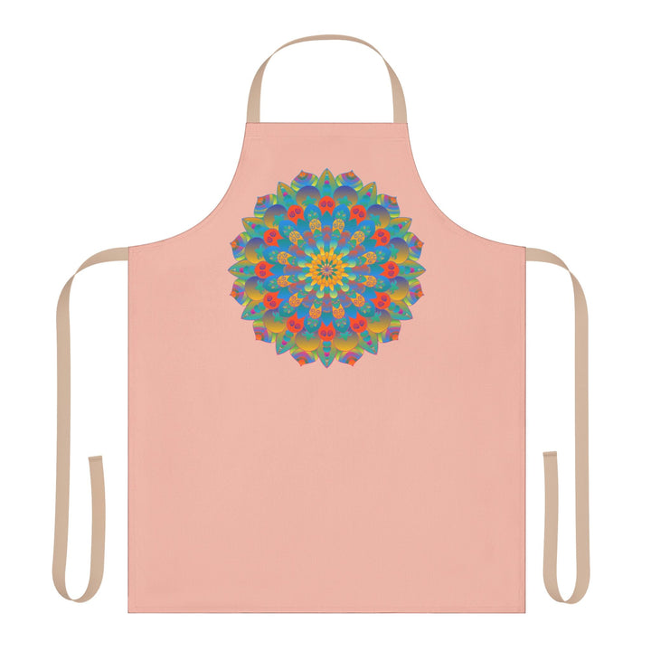 Mandala Art Apron - Peach, Yellow, Blue All Over Prints - Blululi