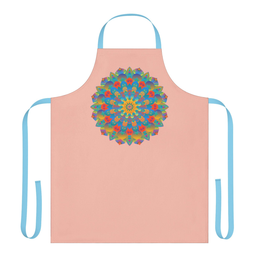 Mandala Art Apron - Peach, Yellow, Blue All Over Prints - Blululi