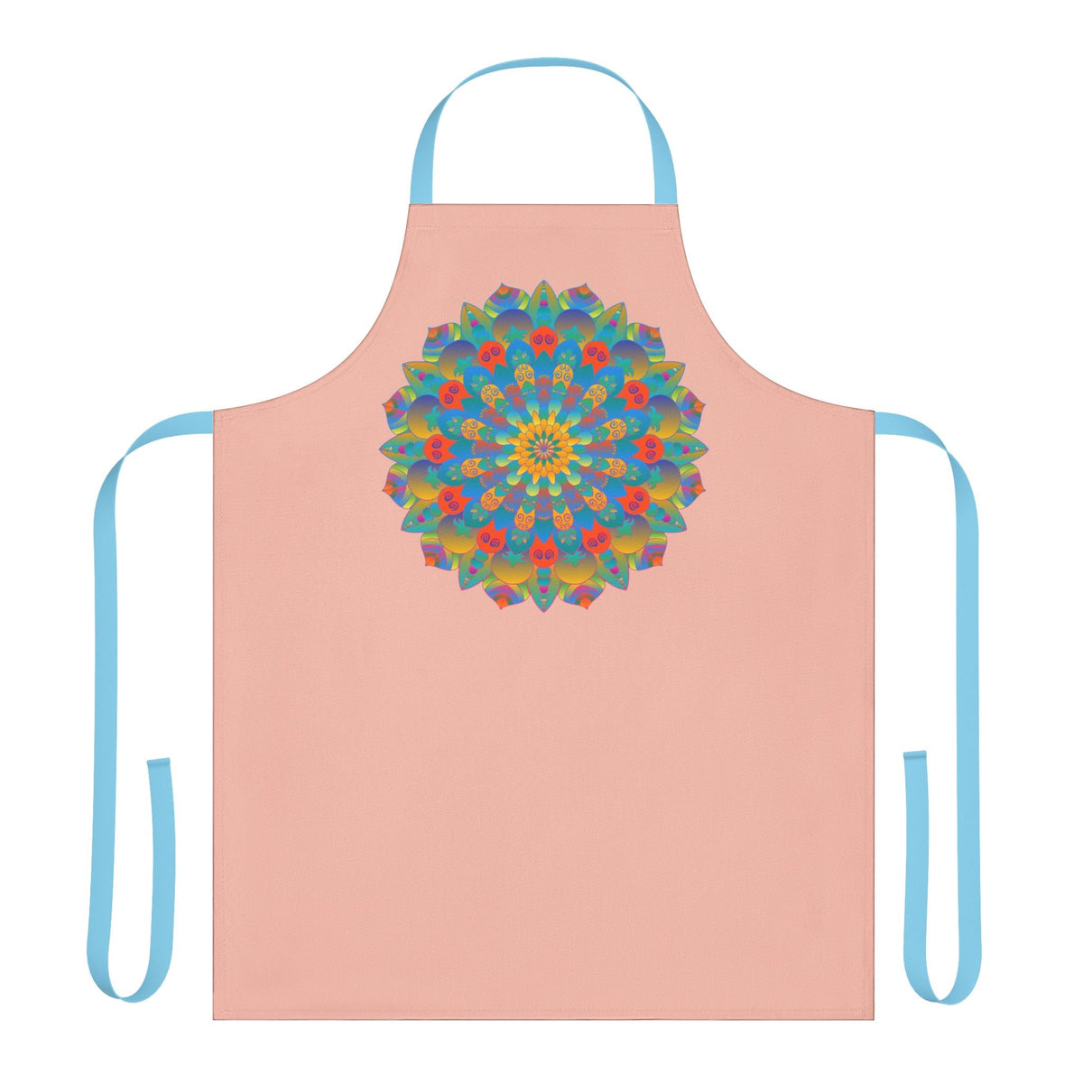 Mandala Art Apron - Peach, Yellow, Blue All Over Prints - Blululi