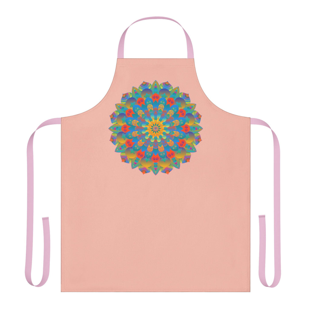 Mandala Art Apron - Peach, Yellow, Blue All Over Prints - Blululi