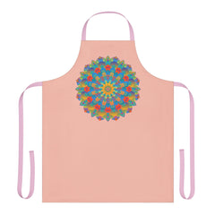 Mandala Art Apron - Peach, Yellow, Blue All Over Prints - Blululi