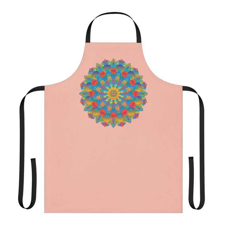 Mandala Art Apron - Peach, Yellow, Blue All Over Prints - Blululi