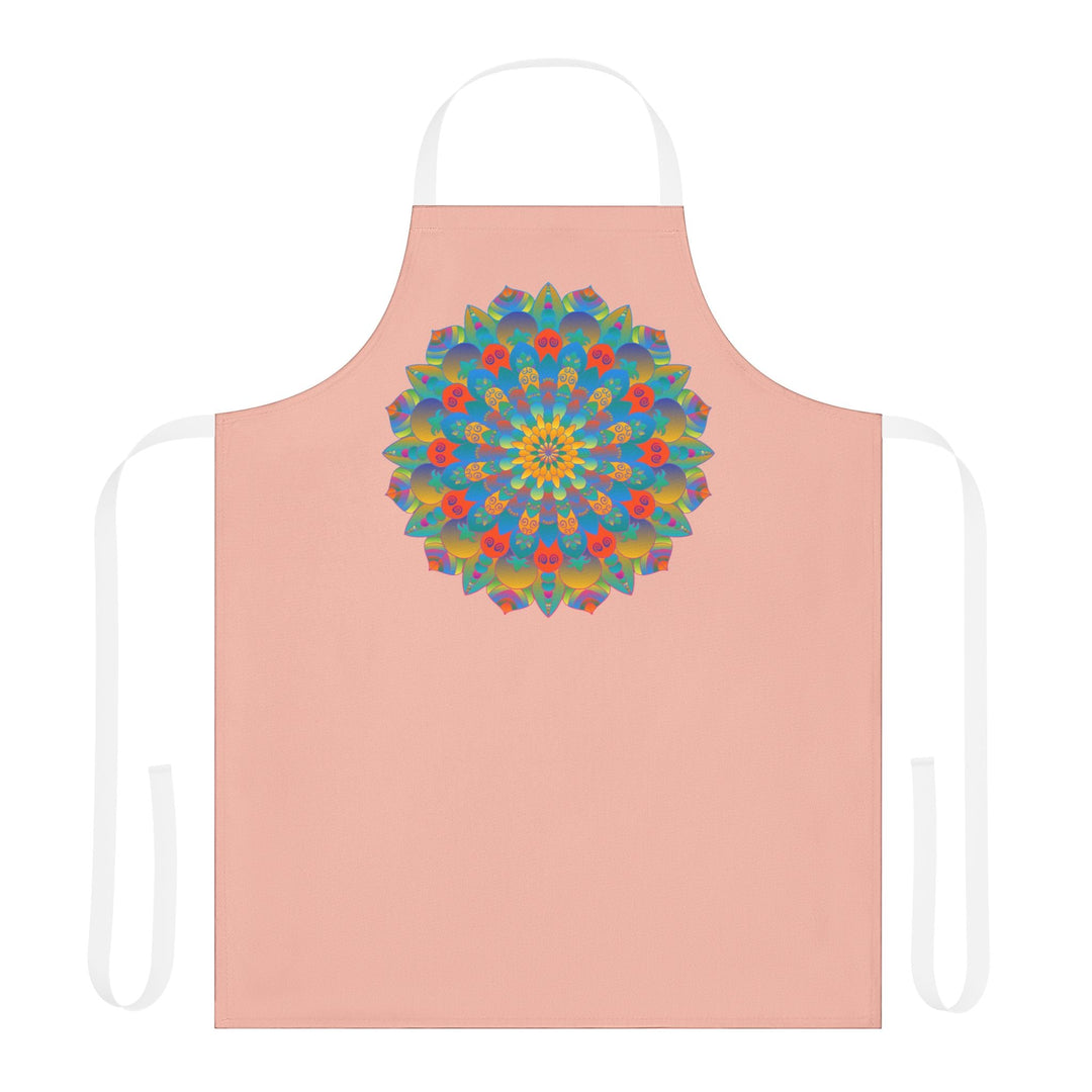 Mandala Art Apron - Peach, Yellow, Blue All Over Prints - Blululi