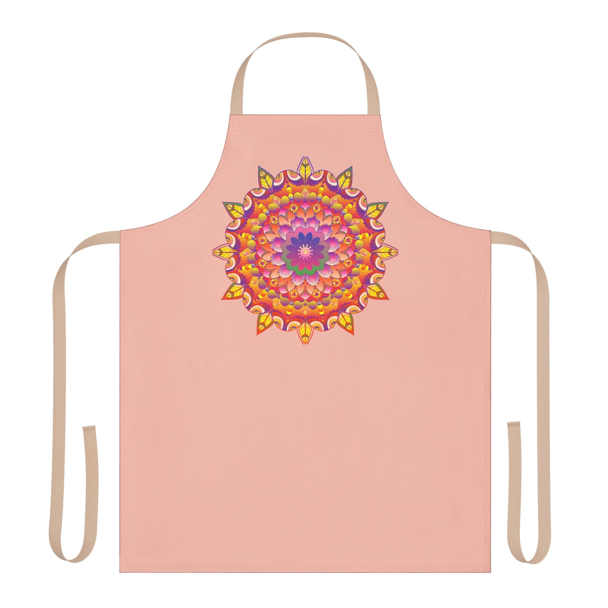 Mandala Art Apron - Peachy Floral Design All Over Prints - Blululi