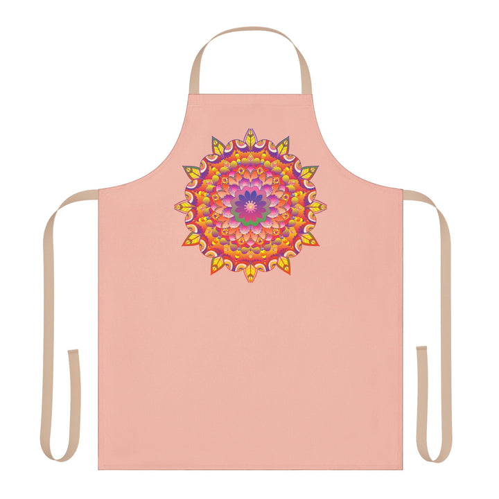 Mandala Art Apron - Peachy Floral Design All Over Prints - Blululi