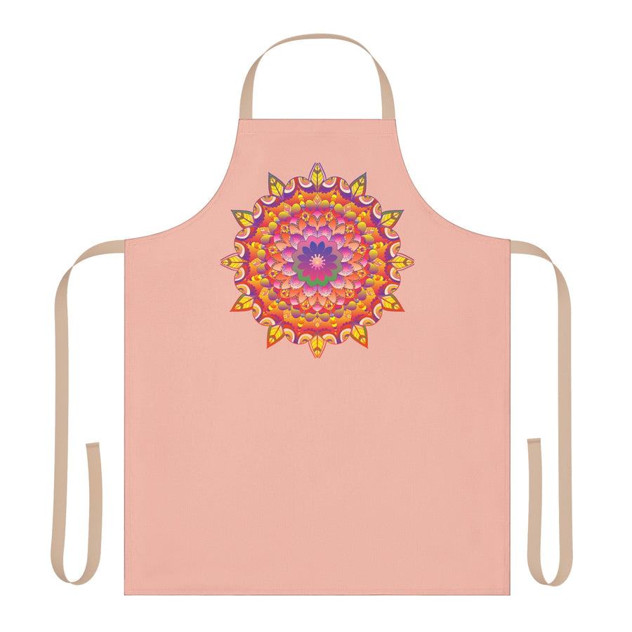 Mandala Art Apron - Peachy Floral Design All Over Prints - Blululi