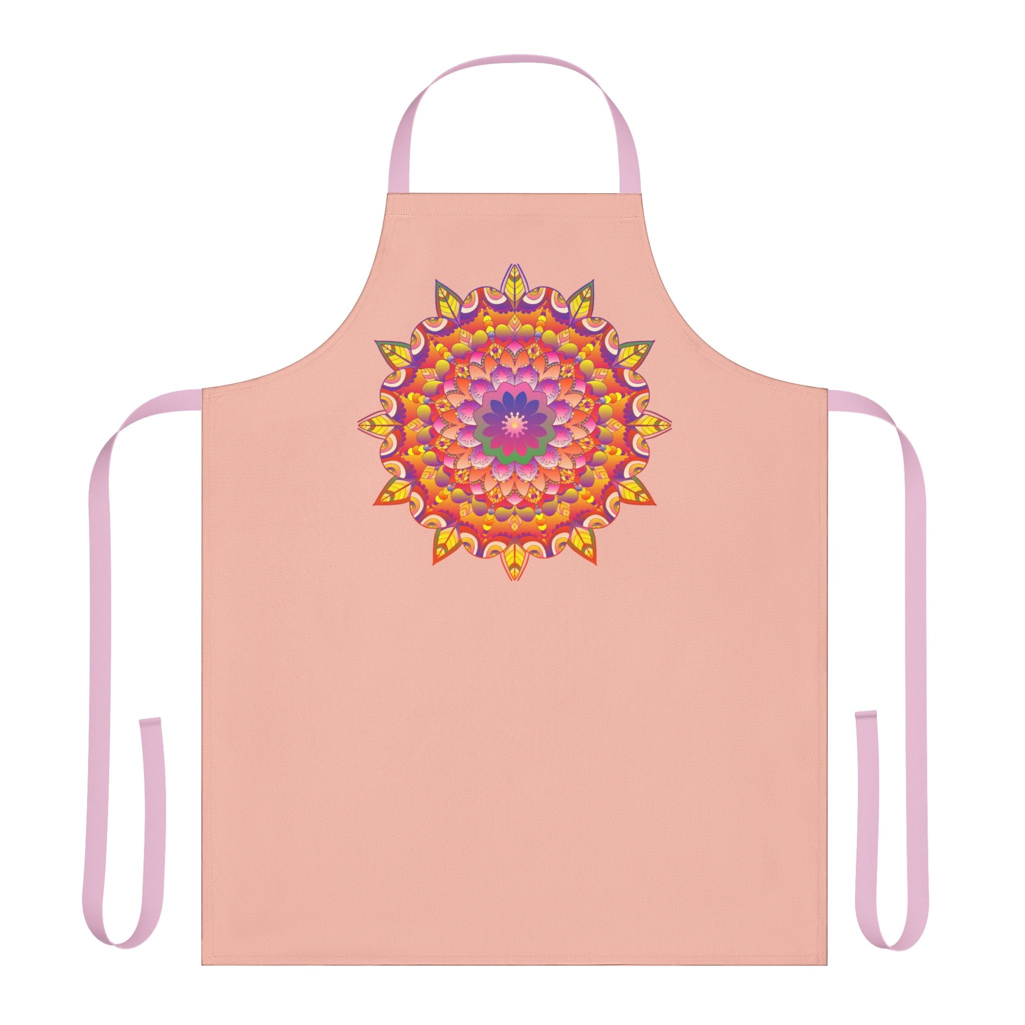 Mandala Art Apron - Peachy Floral Design All Over Prints - Blululi