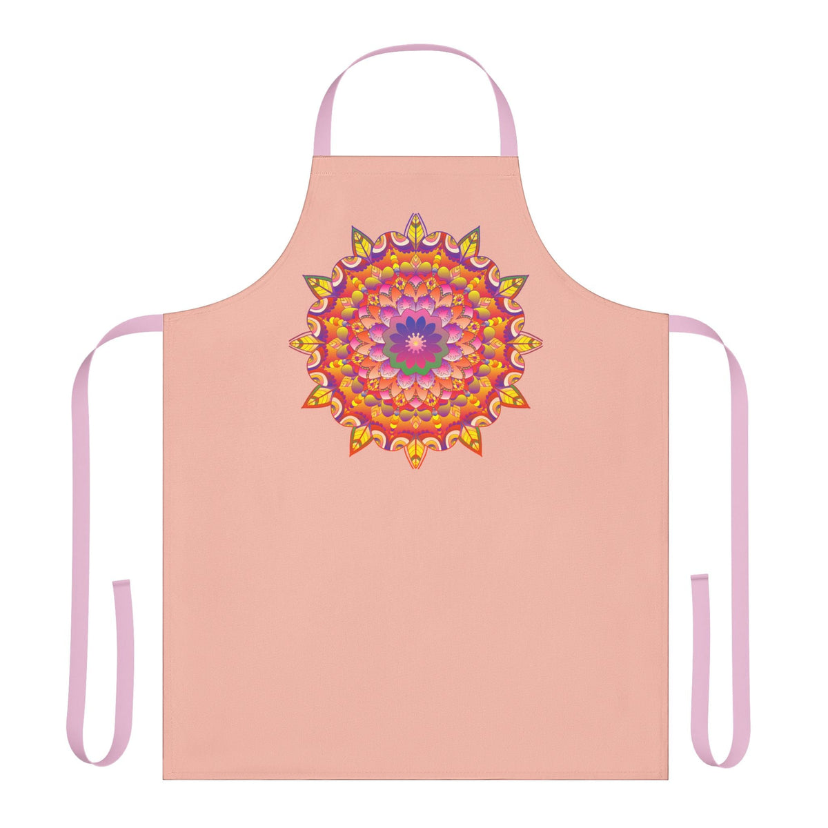 Mandala Art Apron - Peachy Floral Design All Over Prints - Blululi