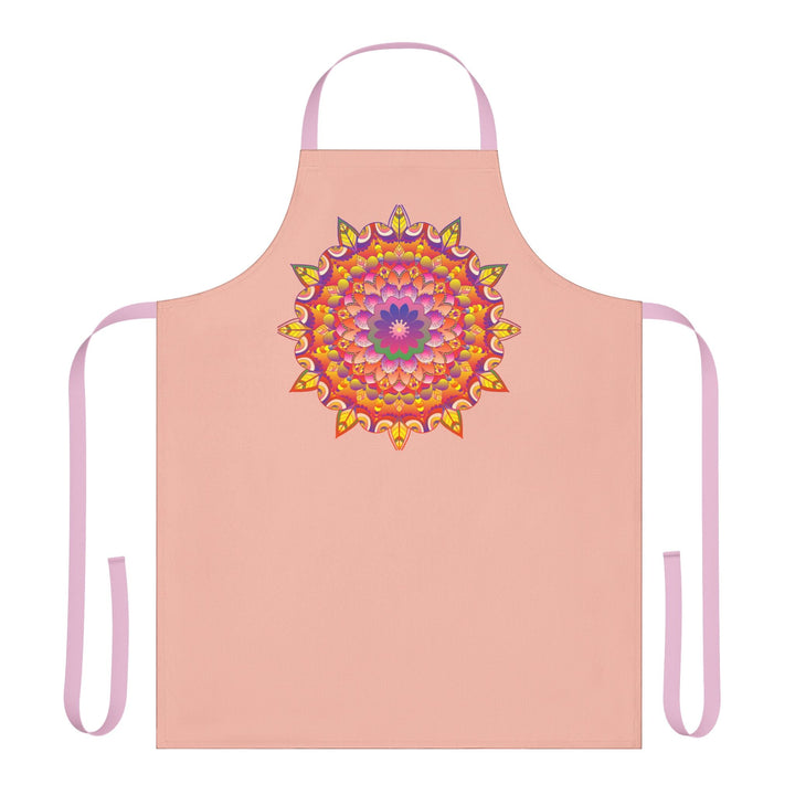 Mandala Art Apron - Peachy Floral Design All Over Prints - Blululi