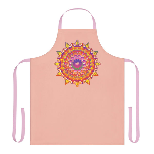 Mandala Art Apron - Peachy Floral Design All Over Prints - Blululi