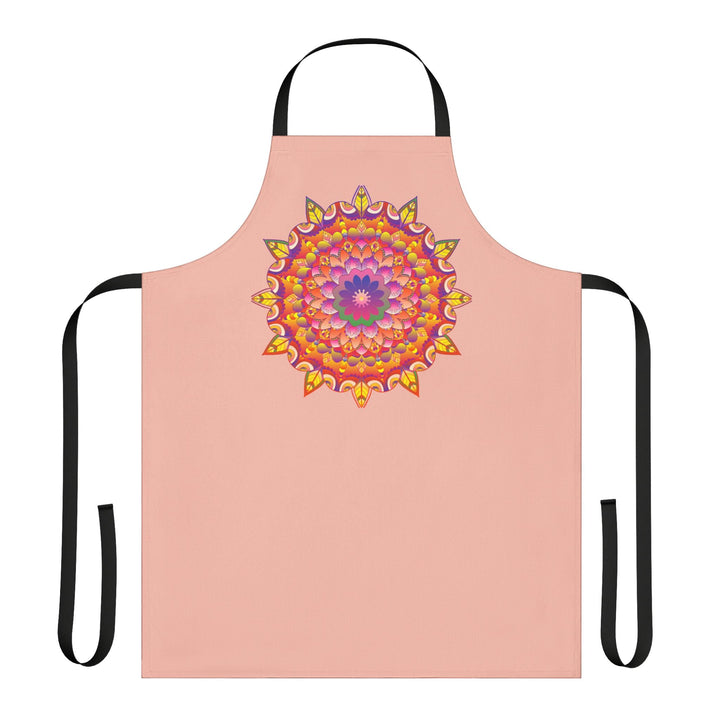 Mandala Art Apron - Peachy Floral Design All Over Prints - Blululi