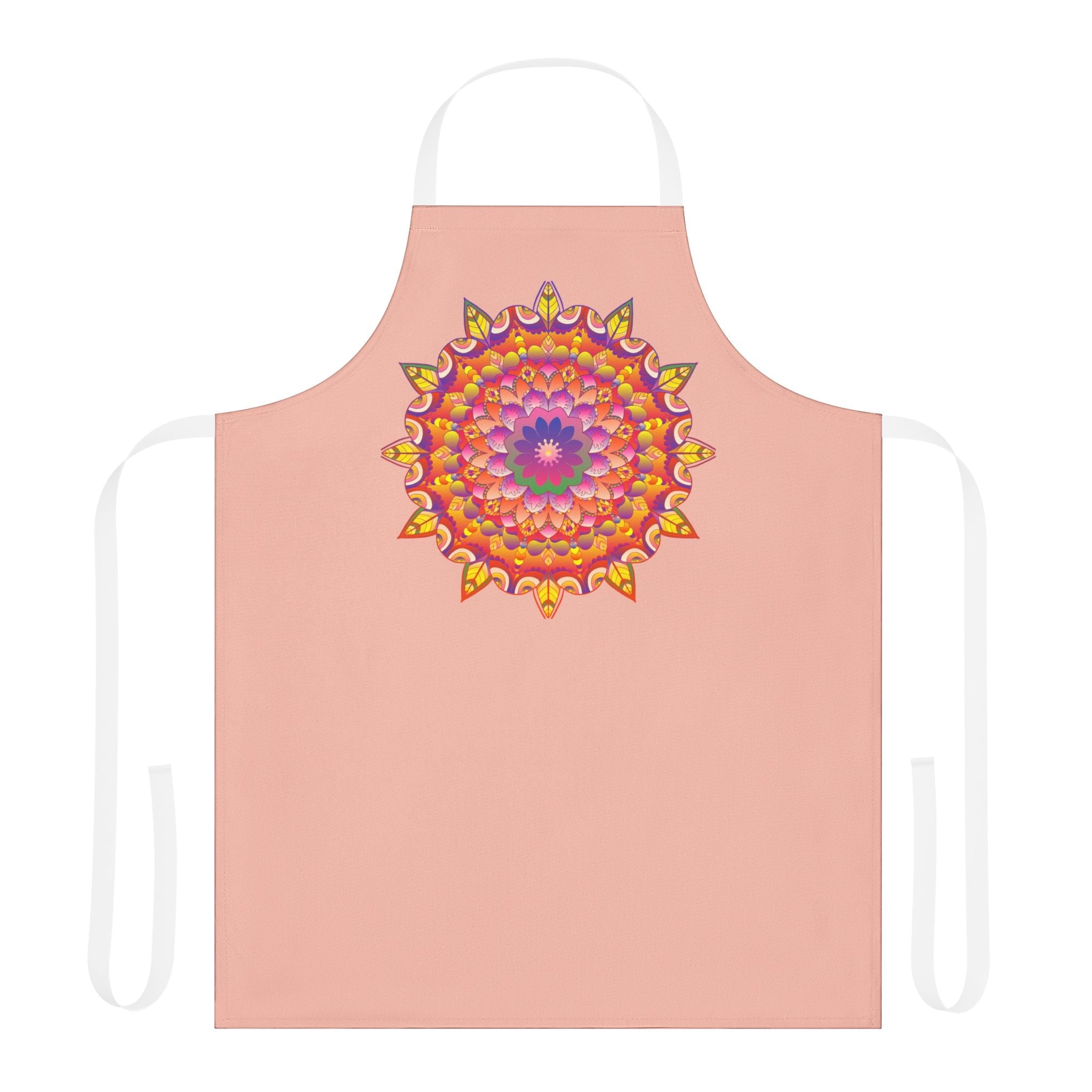 Mandala Art Apron - Peachy Floral Design All Over Prints - Blululi