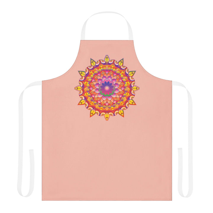 Mandala Art Apron - Peachy Floral Design All Over Prints - Blululi