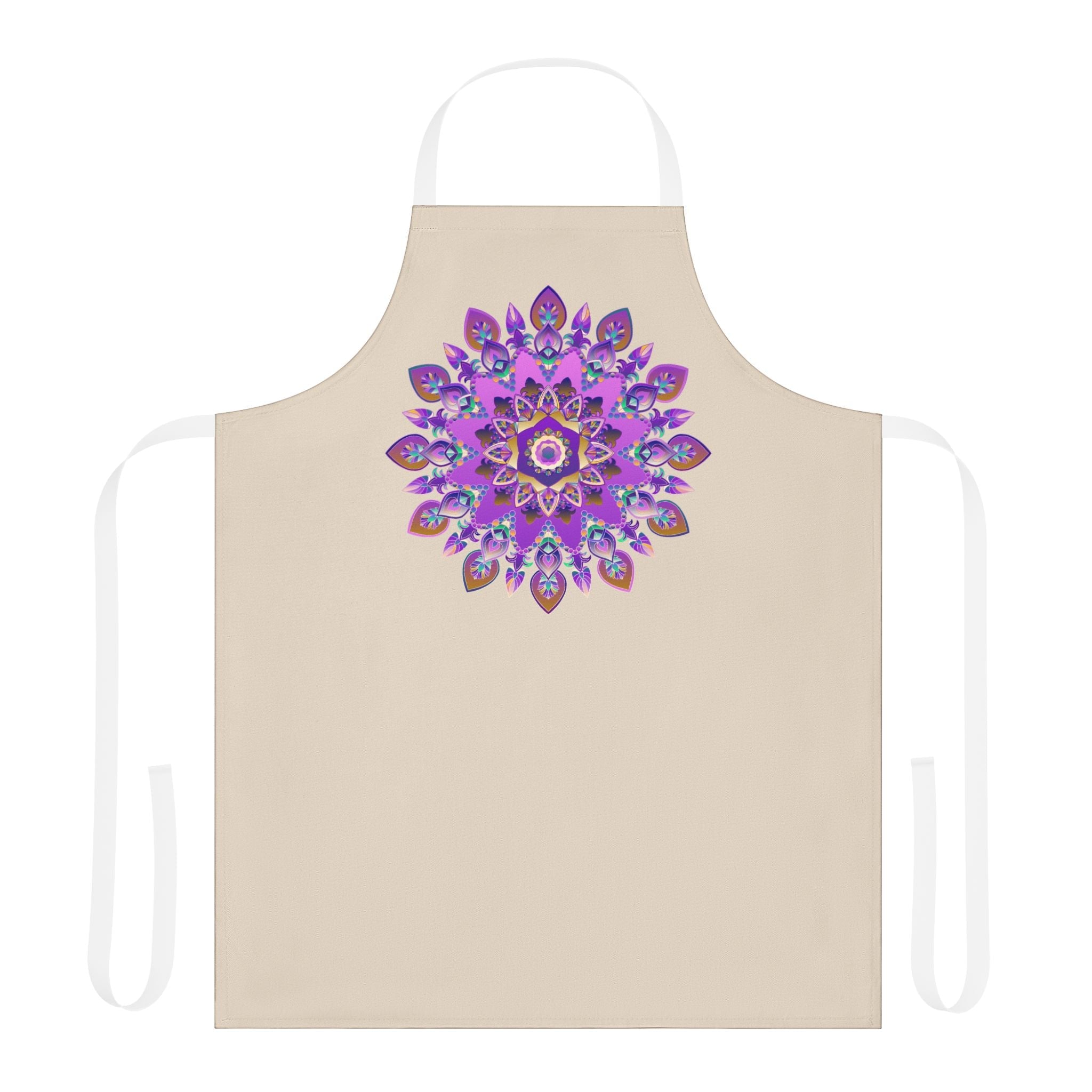 Mandala Art Apron - Purple & Pink Floral Design All Over Prints - Blululi