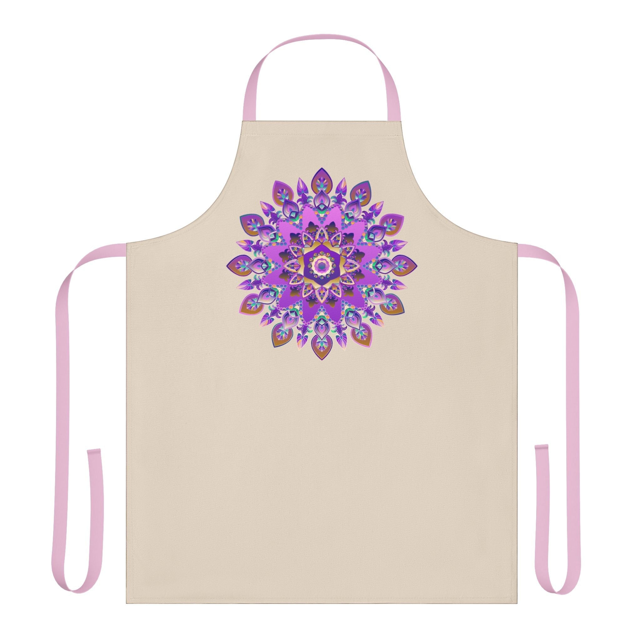 Mandala Art Apron - Purple & Pink Floral Design All Over Prints - Blululi