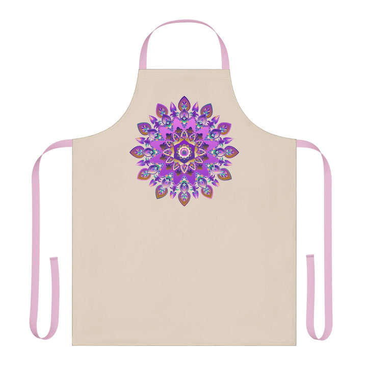 Mandala Art Apron - Purple & Pink Floral Design All Over Prints - Blululi