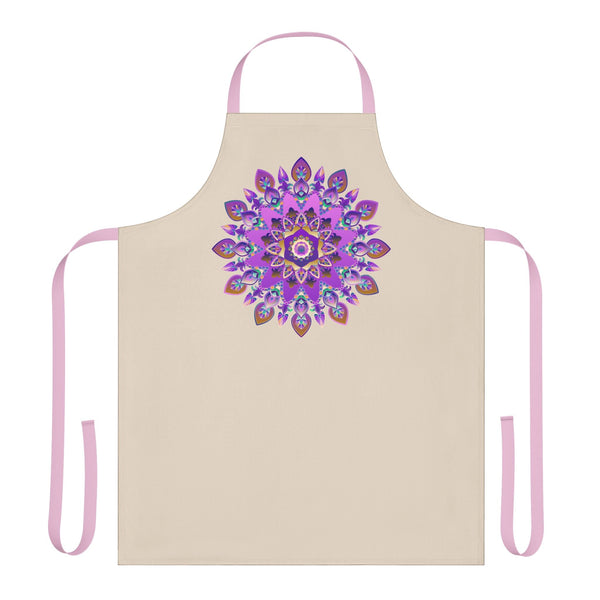 Mandala Art Apron - Purple & Pink Floral Design All Over Prints - Blululi