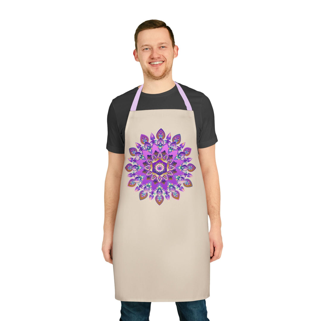 Mandala Art Apron - Purple & Pink Floral Design All Over Prints - Blululi