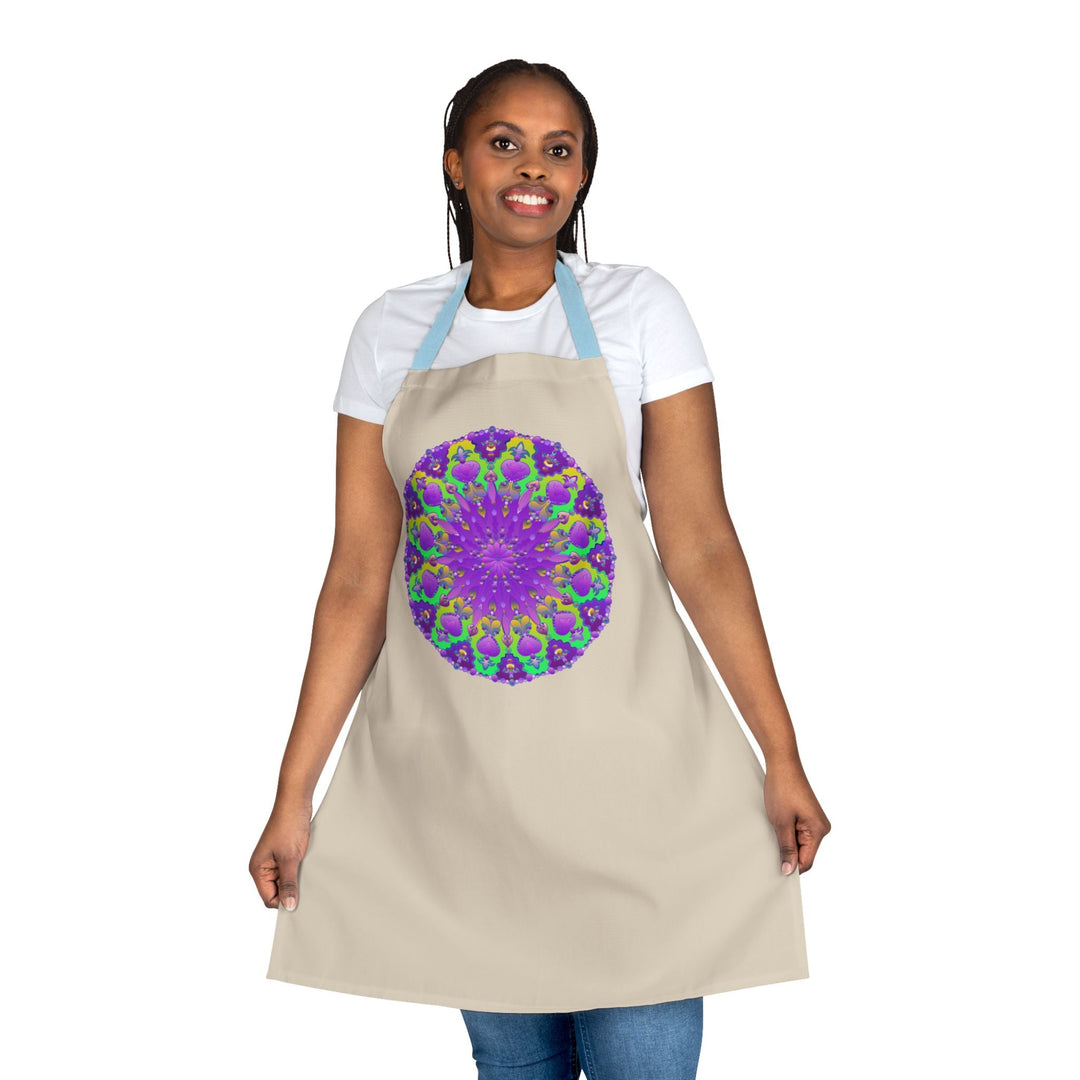 Mandala Art Apron - Purple & Yellow All Over Prints - Blululi