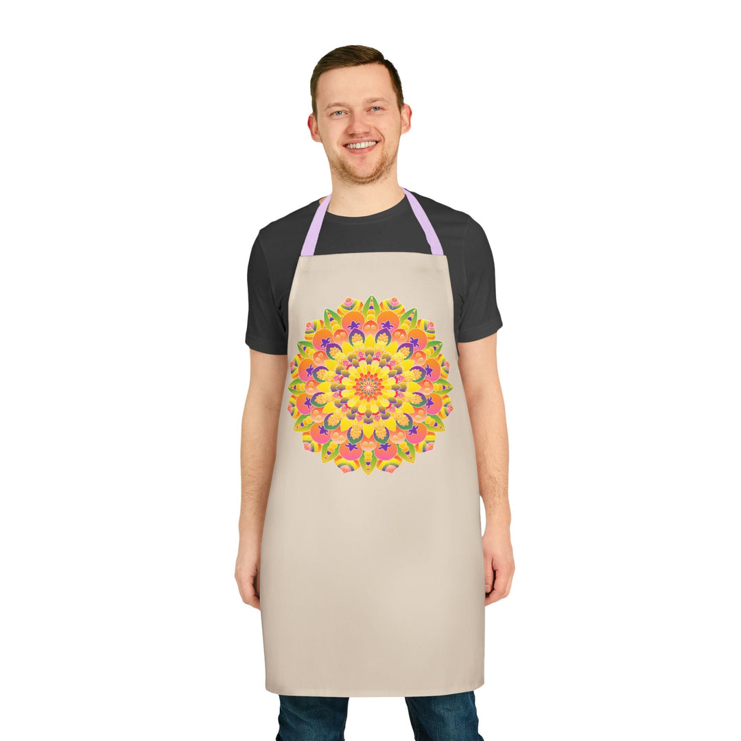 Mandala Art Apron - Rainbow & Floral All Over Prints - Blululi