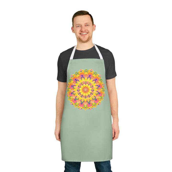 Mandala Art Apron - Rainbow Sage Green All Over Prints - Blululi