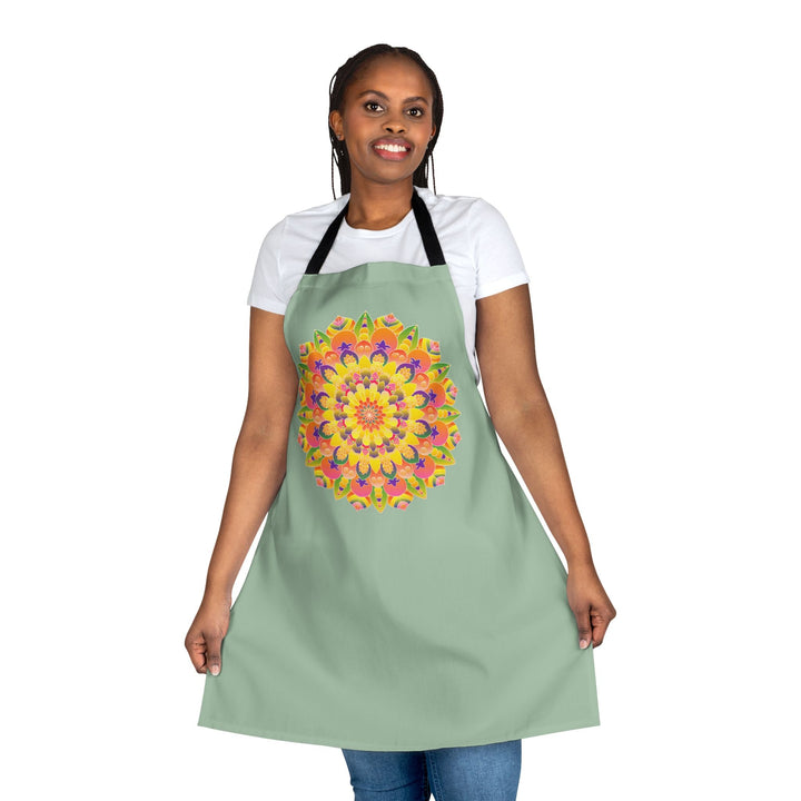 Mandala Art Apron - Rainbow Sage Green All Over Prints - Blululi