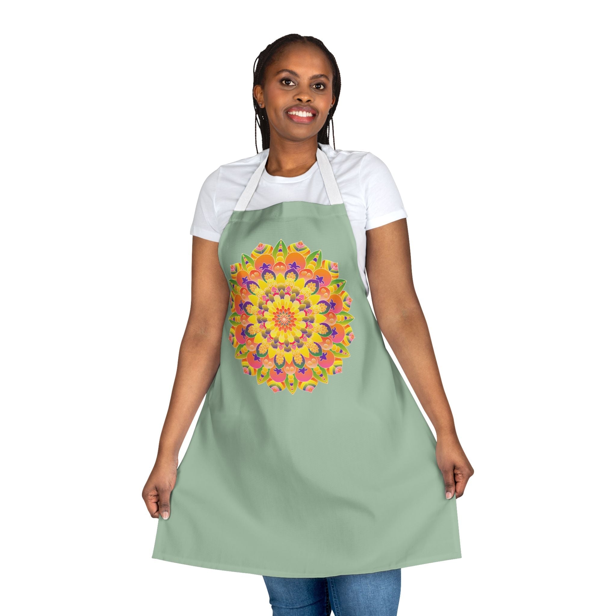 Mandala Art Apron - Rainbow Sage Green All Over Prints - Blululi