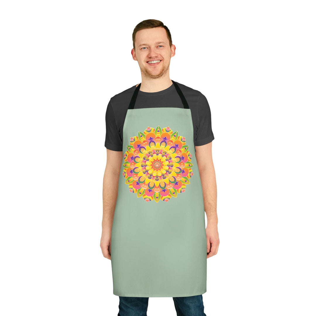 Mandala Art Apron - Rainbow Sage Green All Over Prints - Blululi