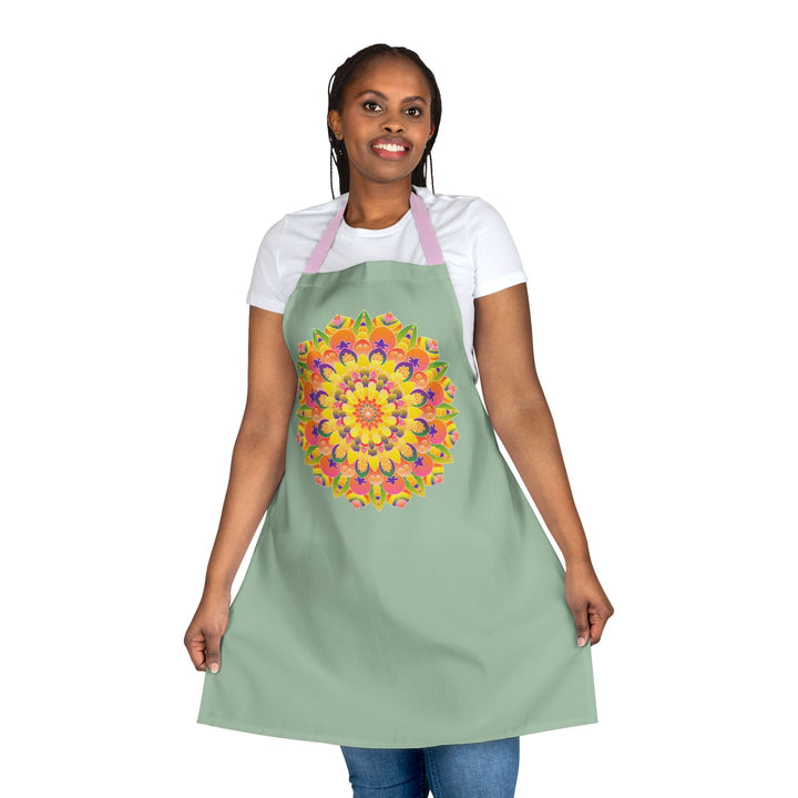 Mandala Art Apron - Rainbow Sage Green All Over Prints - Blululi