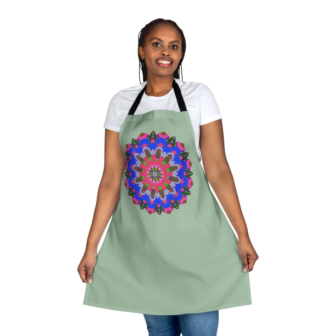 Mandala Art Apron - Sage Green All Over Prints - Blululi