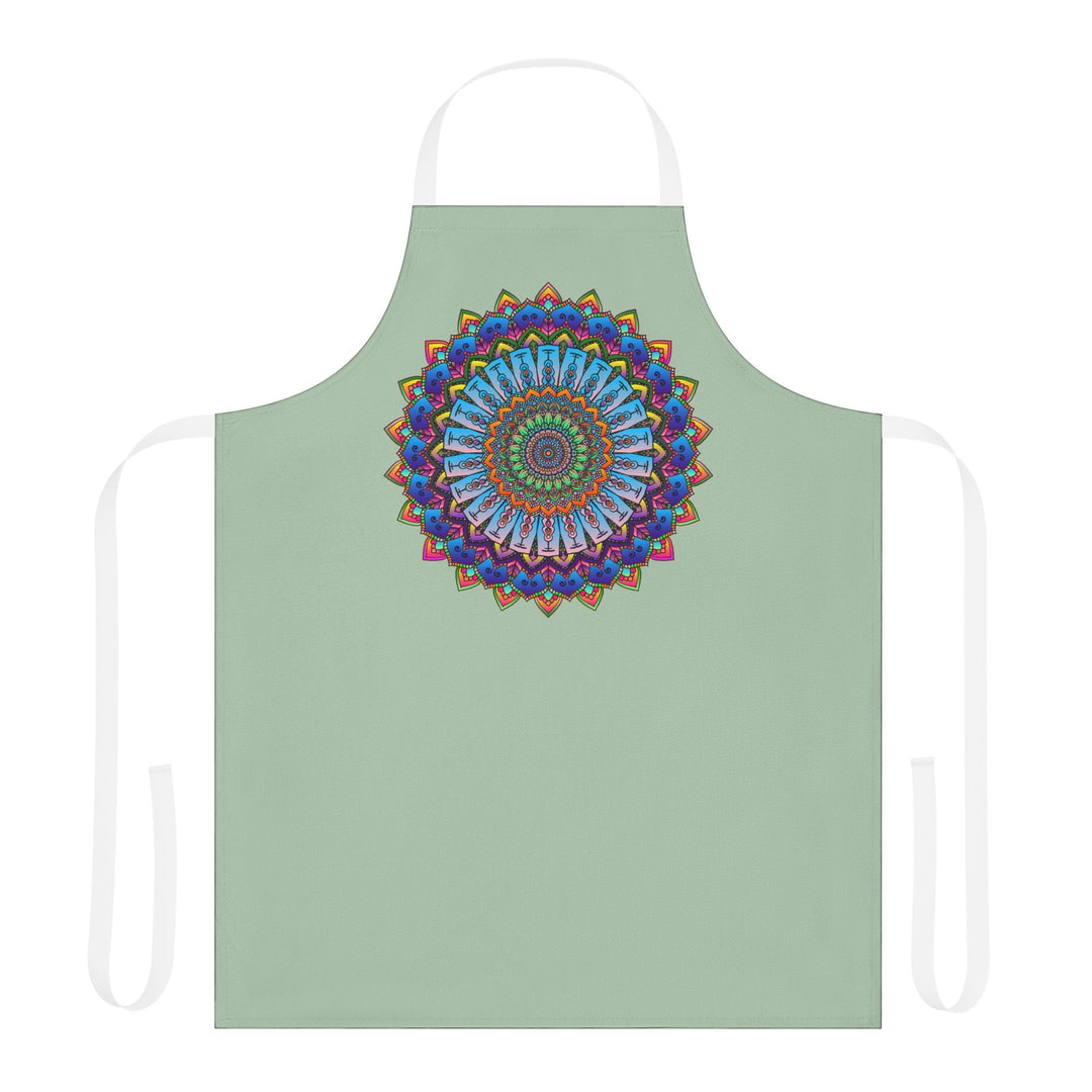 Mandala Art Apron - Sage Green All Over Prints - Blululi