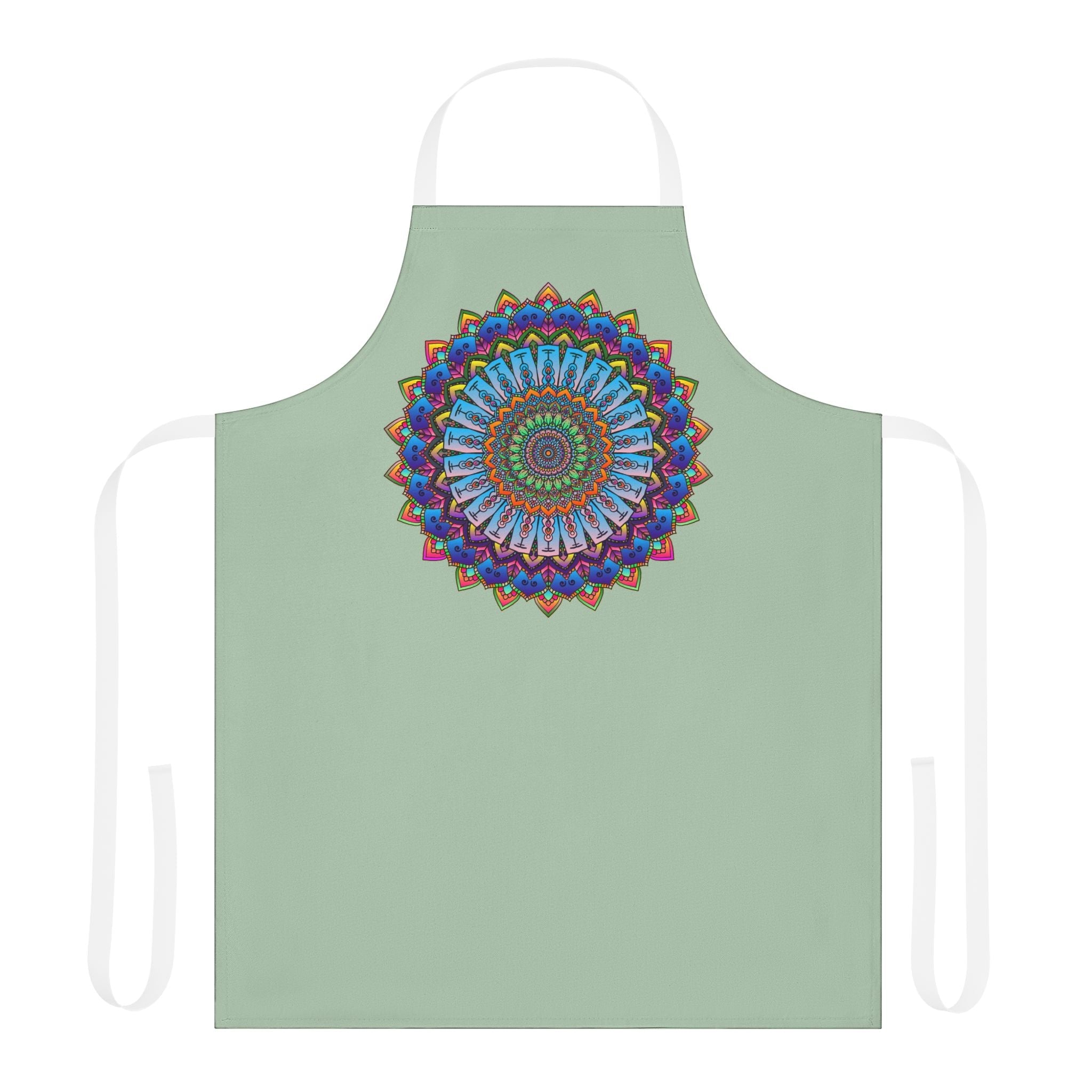 Mandala Art Apron - Sage Green All Over Prints - Blululi