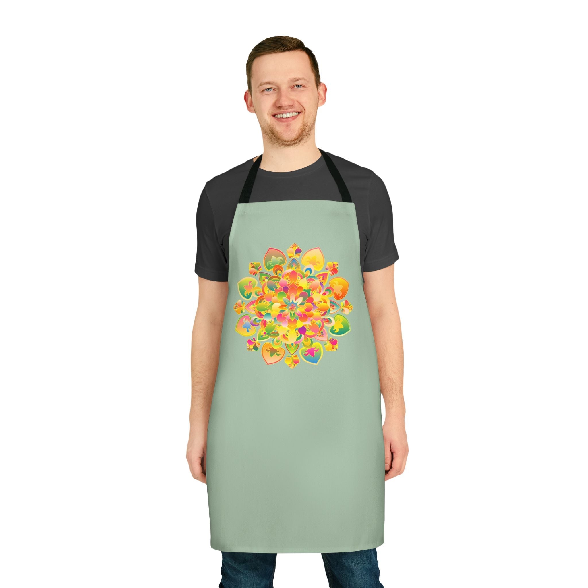 Mandala Art Apron - Sage Green All Over Prints - Blululi