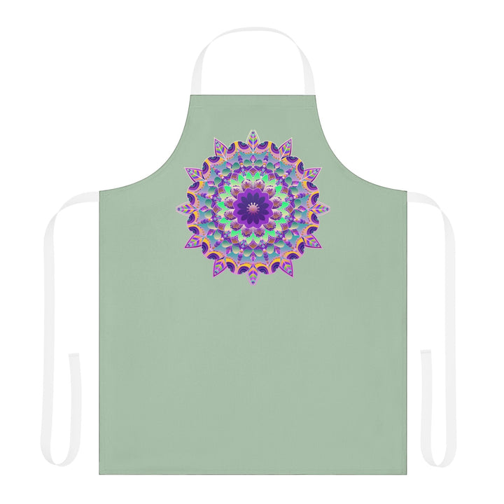 Mandala Art Apron - Sage Green All Over Prints - Blululi