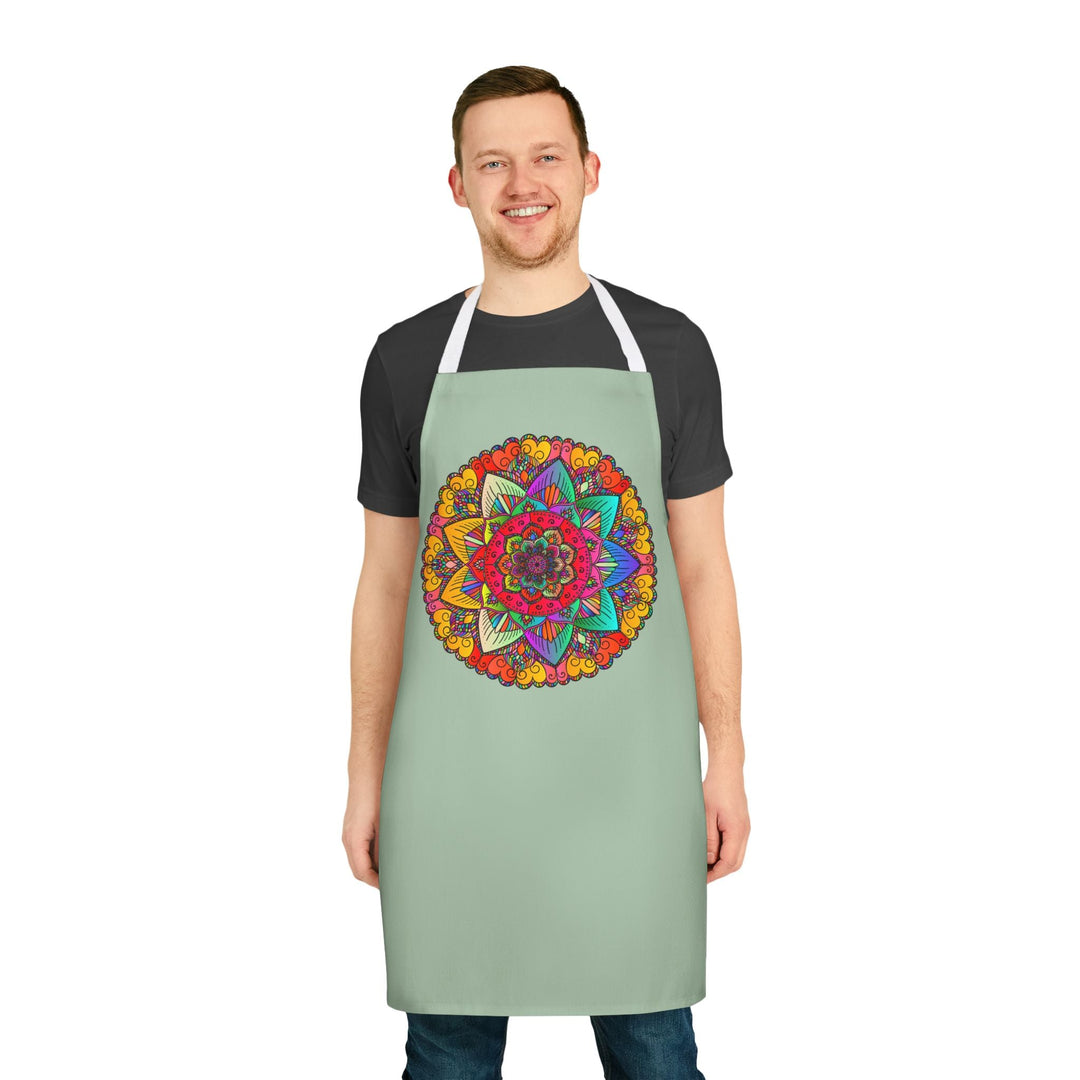 Mandala Art Apron - Sage Green All Over Prints - Blululi