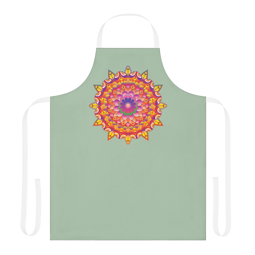 Mandala Art Apron - Sage Green All Over Prints - Blululi