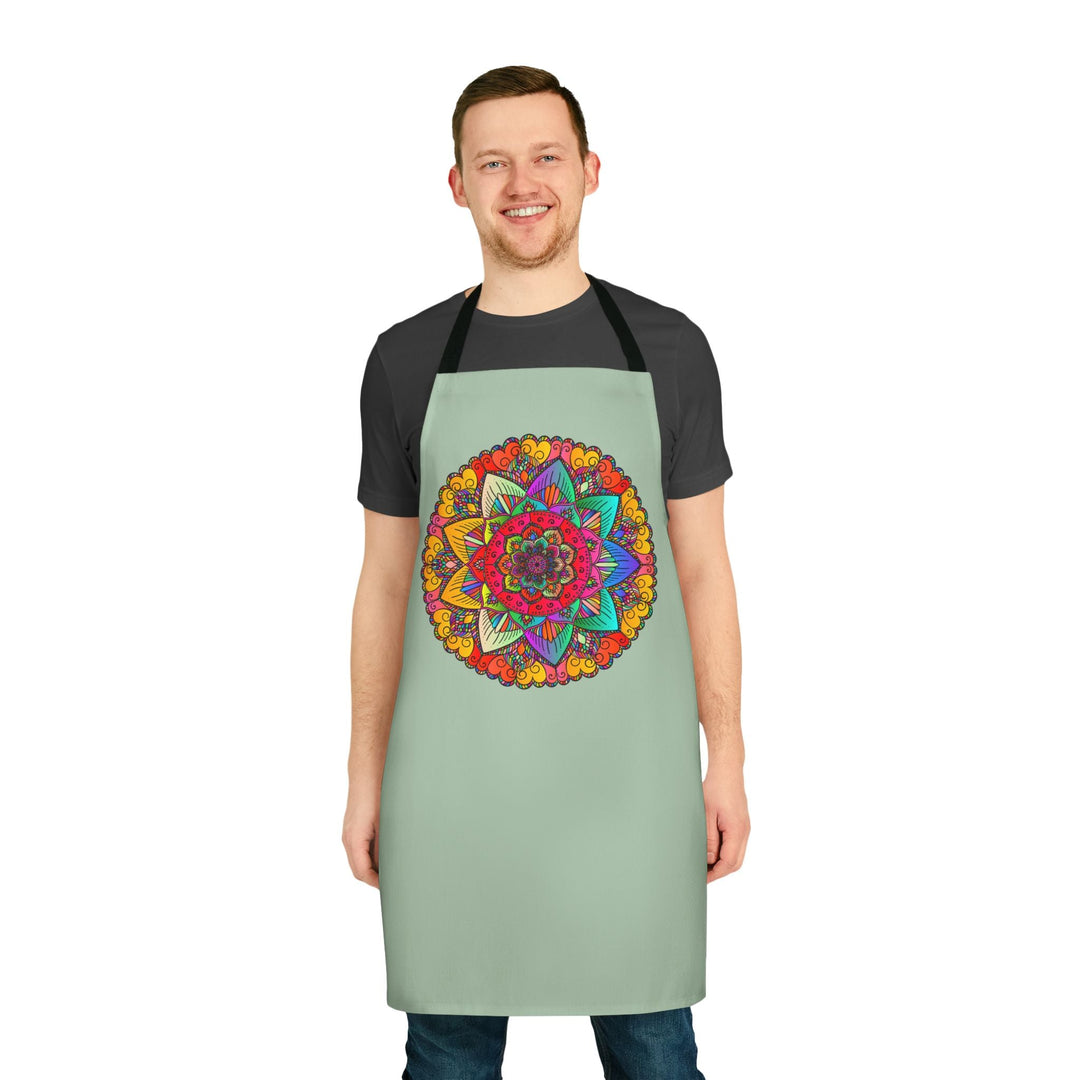 Mandala Art Apron - Sage Green All Over Prints - Blululi