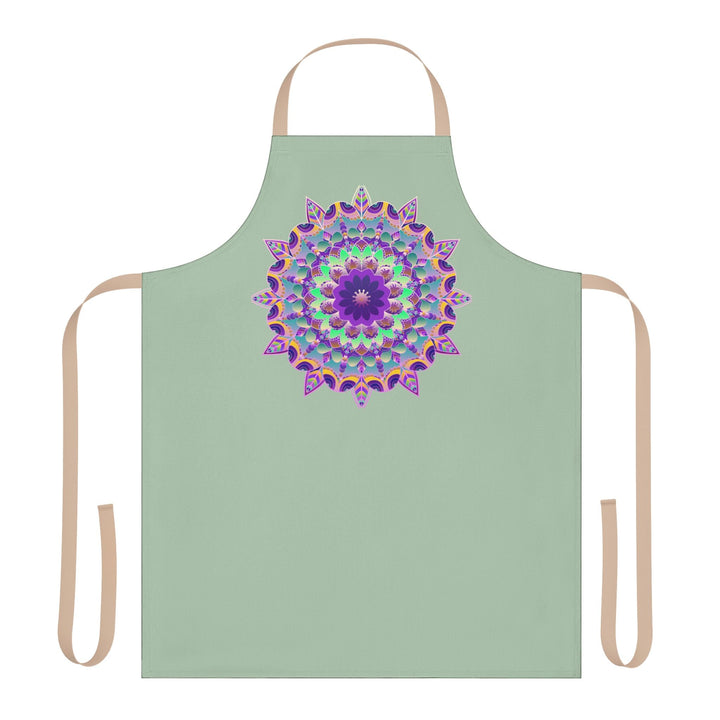 Mandala Art Apron - Sage Green All Over Prints - Blululi