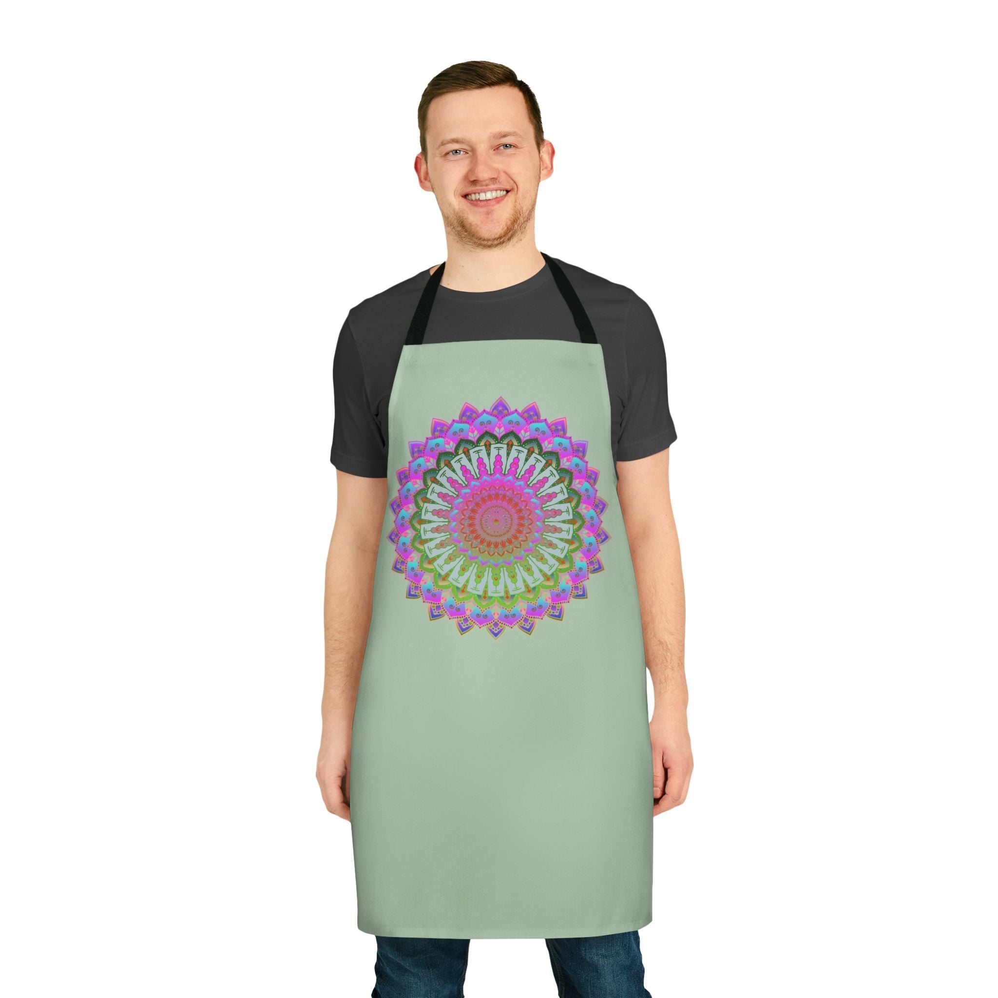 Mandala Art Apron - Sage Green All Over Prints - Blululi