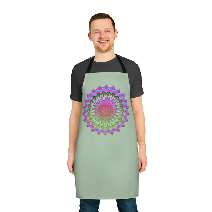 Mandala Art Apron - Sage Green All Over Prints - Blululi