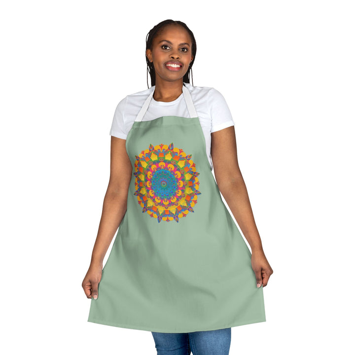 Mandala Art Apron - Sage Green All Over Prints - Blululi