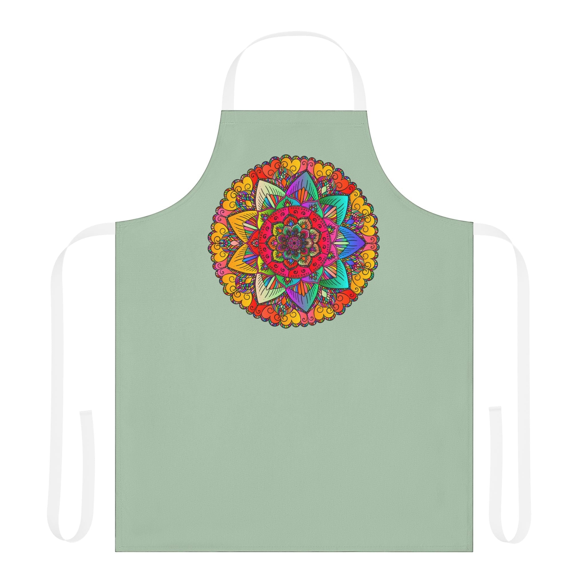 Mandala Art Apron - Sage Green All Over Prints - Blululi