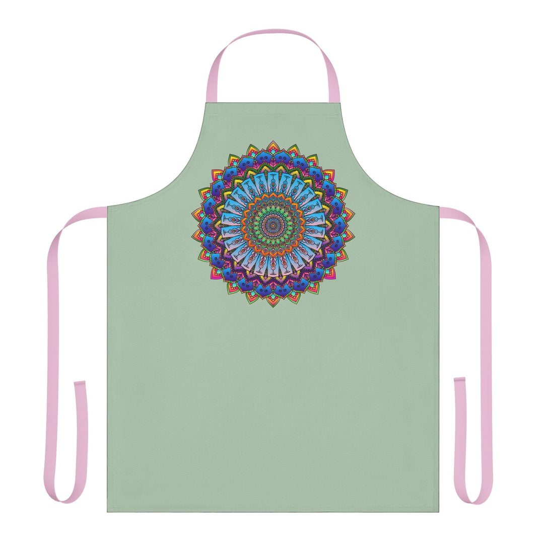 Mandala Art Apron - Sage Green All Over Prints - Blululi