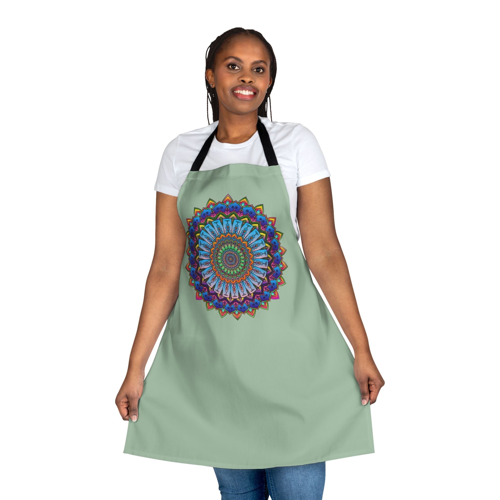 Mandala Art Apron - Sage Green All Over Prints - Blululi