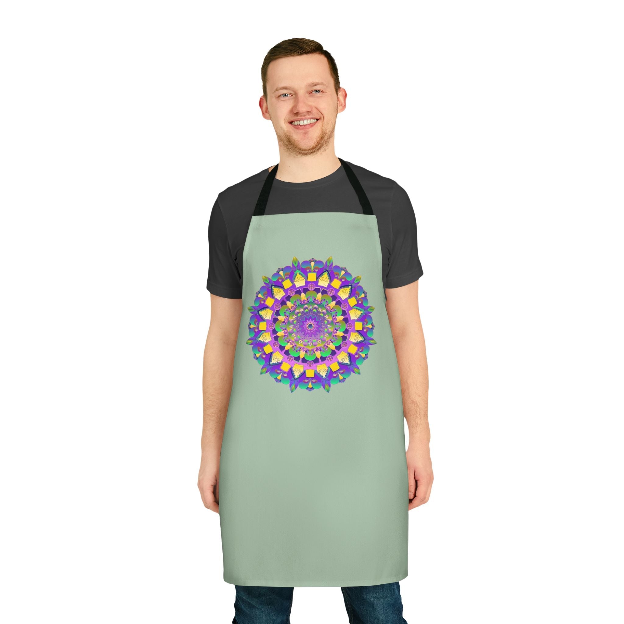 Mandala Art Apron - Sage Green All Over Prints - Blululi