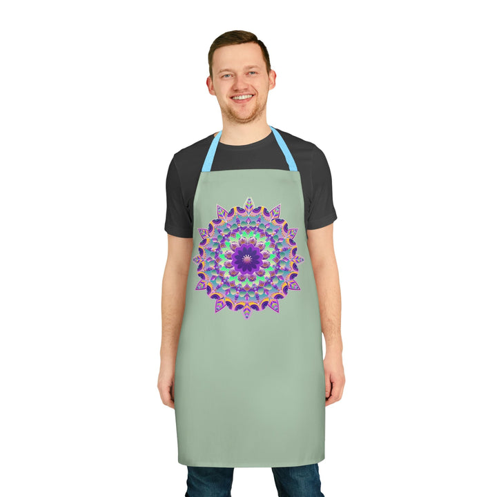 Mandala Art Apron - Sage Green All Over Prints - Blululi