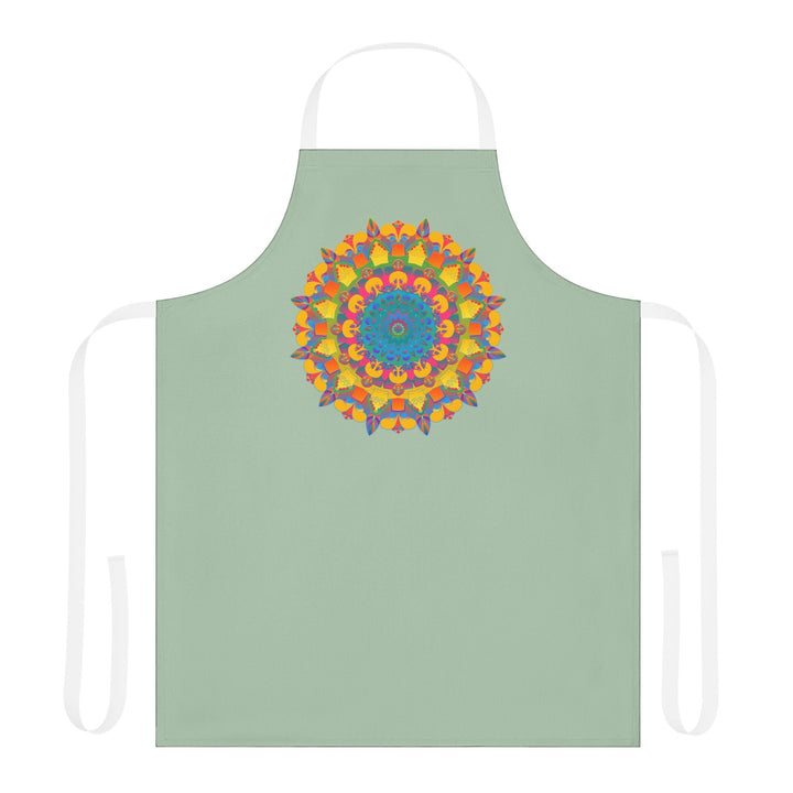 Mandala Art Apron - Sage Green All Over Prints - Blululi