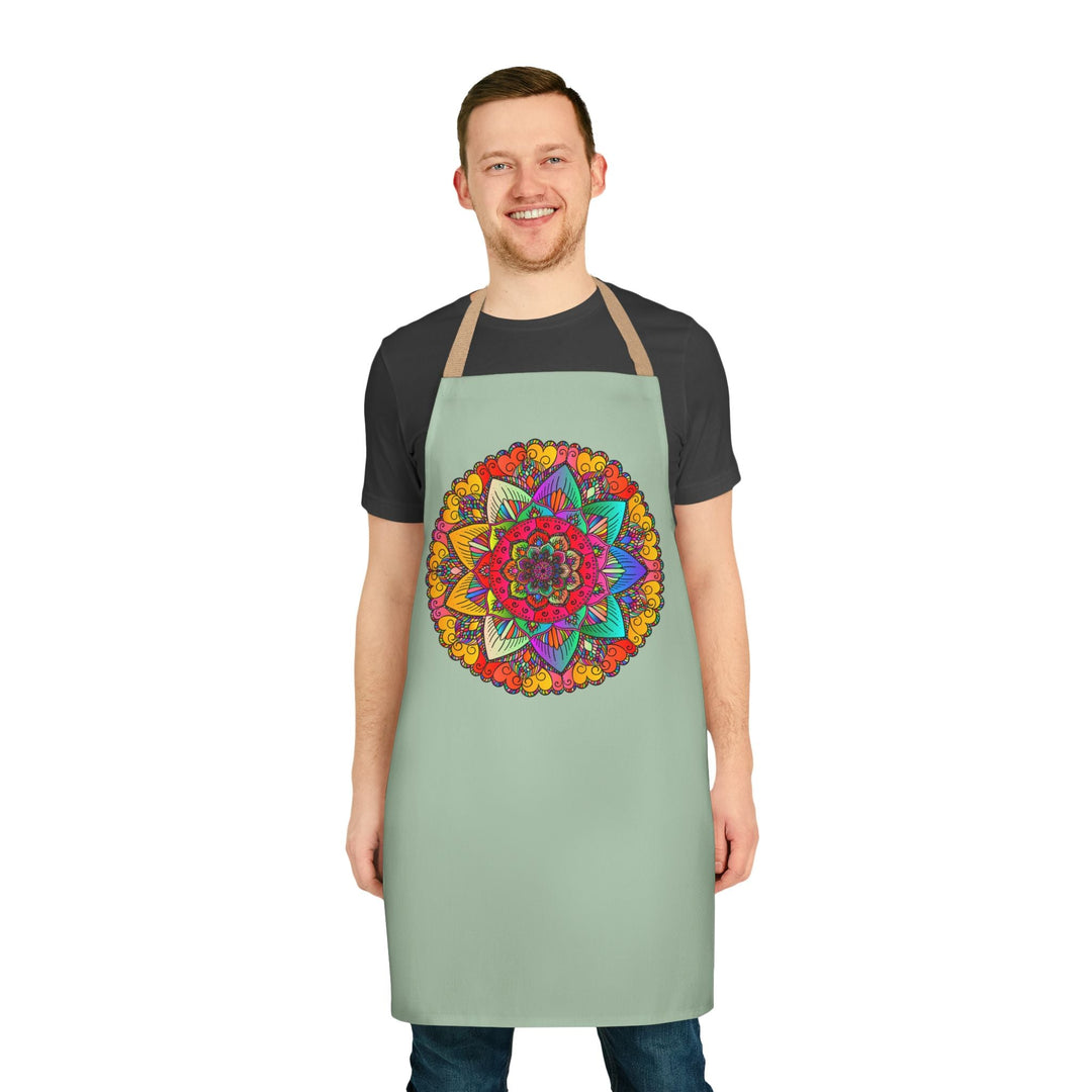 Mandala Art Apron - Sage Green All Over Prints - Blululi